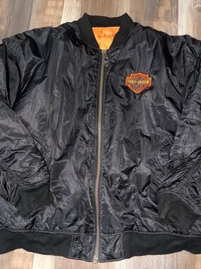 Harley-Davidson Black Bomber Jacket with Orange Trim